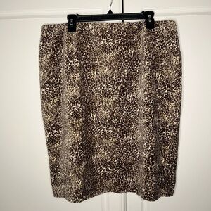 NWT Talbots Leopard Velour Pencil Skirt